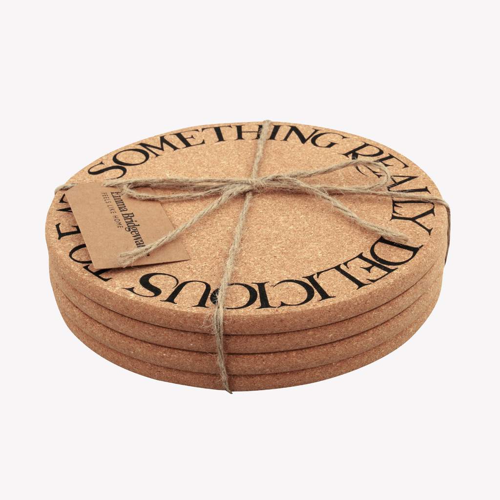 Emma Bridgewater Black Toast Round Cork Placemats x4