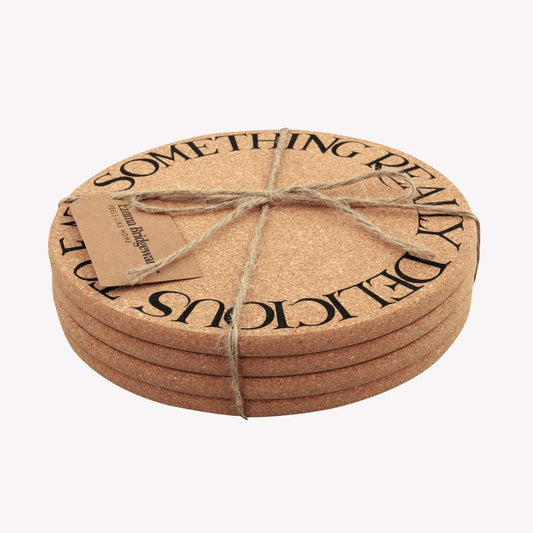 Emma Bridgewater Black Toast Round Cork Placemats x4