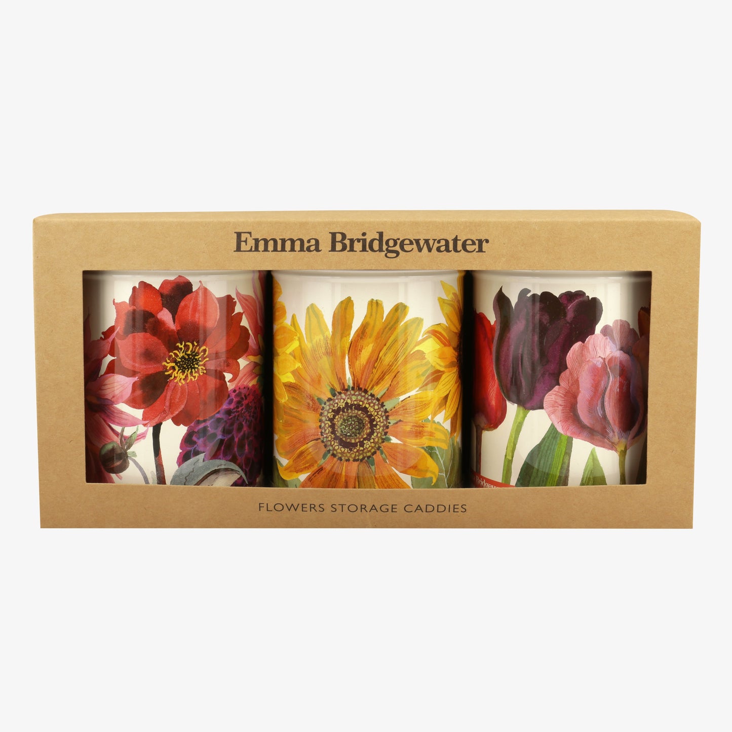 Emma Bridgewater Flowers Set of 3 Round Tin Caddies