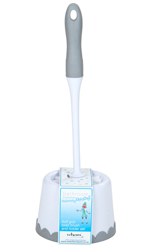 Wham Deluxe Toilet Set with Soft Grip Handle & Base White