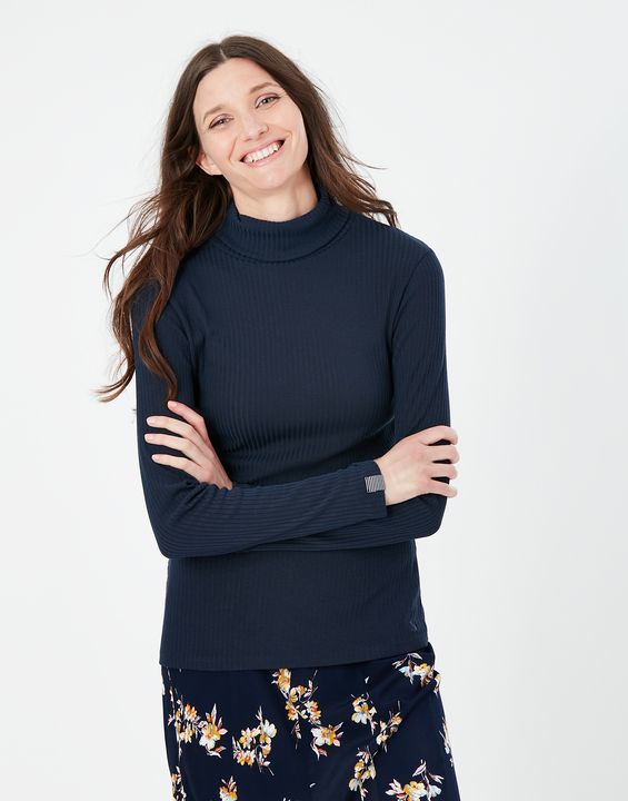 Joules Clarissa Solid Roll Neck Jersey Top