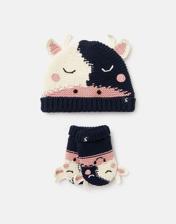 Joules Chummy Knitted Character Hat & Gloves Set