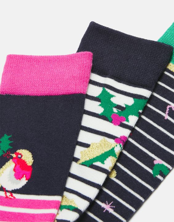 Joules Christmas Bamboo Socks 3-Pack