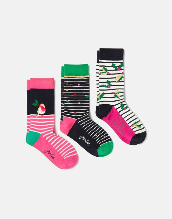 Joules Christmas Bamboo Socks 3-Pack