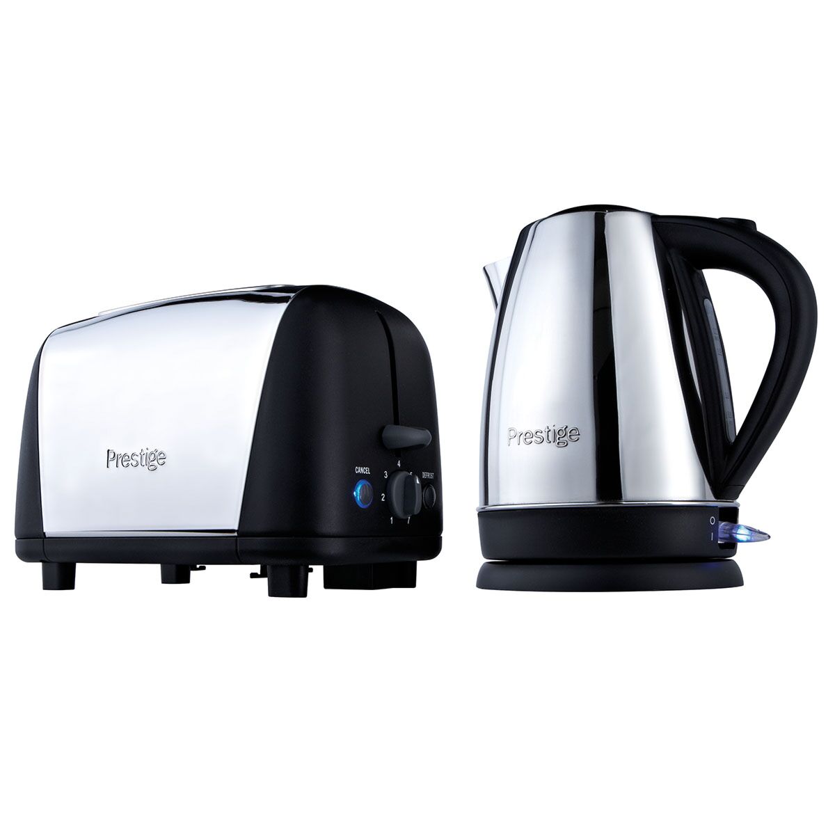 Prestige Breakfast Kettle & Toaster Set Stainless Steel & Black