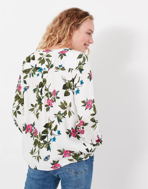 Joules Rosamund Pintuck Pop Over Floral Shirt