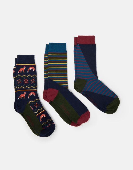 Joules Men's Cracker Socks Festive 3 Pack