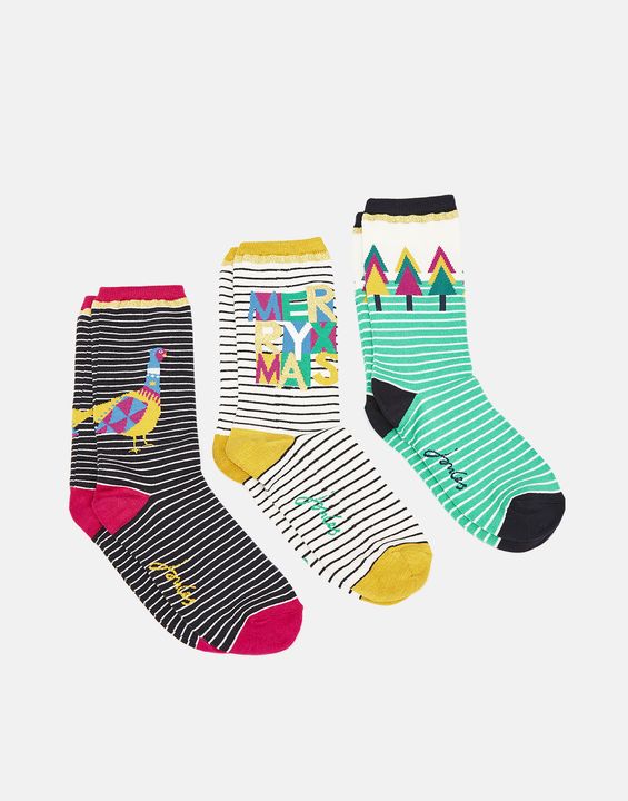 Joules Xmas 3 Pack Socks
