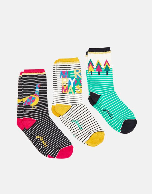 Joules Xmas 3 Pack Socks