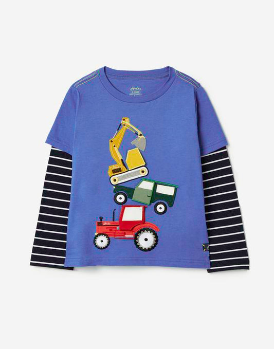 Joules Chomp Long Sleeve Mock Layer Applique T-Shirt