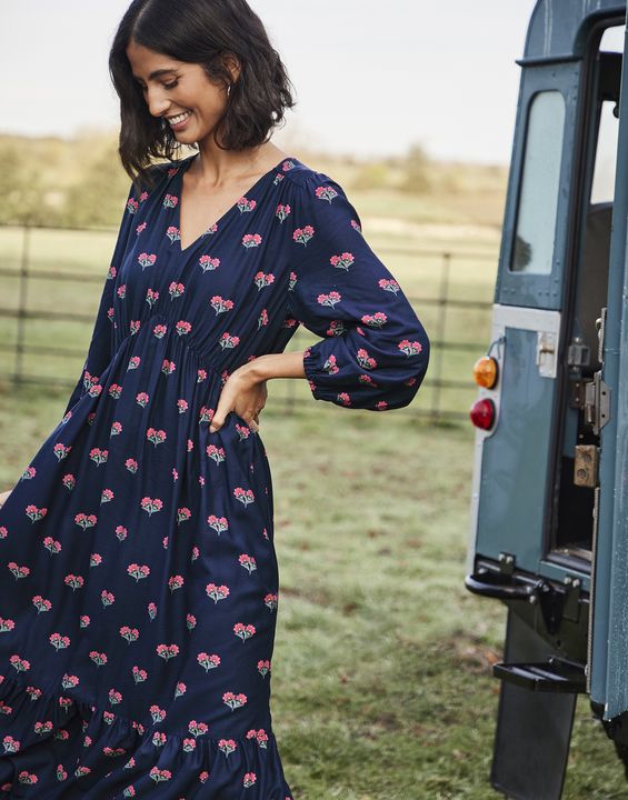 Joules Sienna V Neck Tiered Dress