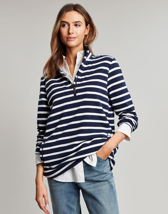 Joules Pip Stripe Sweatshirt - Navy Creme Stripe