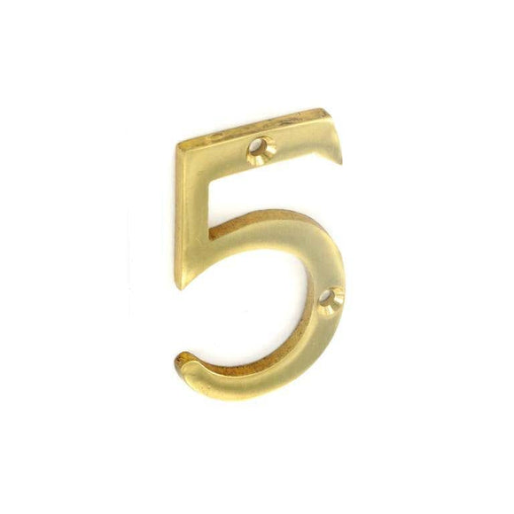 Securit Brass Numeral 5 50mm Pack Of 1