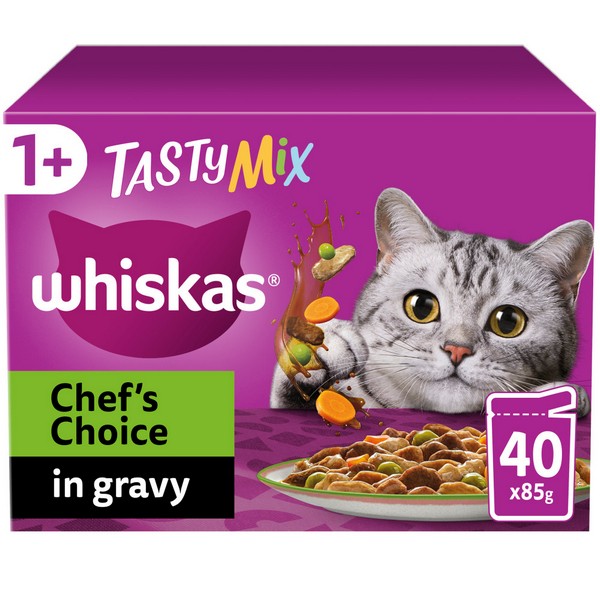 Whiskas 1+ Cat Pouches Tasty Mix Chef Choice in Gravy 40x85g