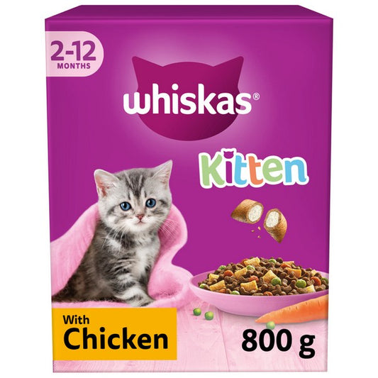 Whiskas 2-12 Month Kitten Cat Complete Dry with Chicken 800g