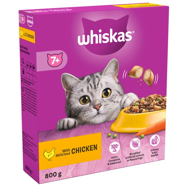 Whiskas 7+ Cat Complete Dry Food with Chicken 800g