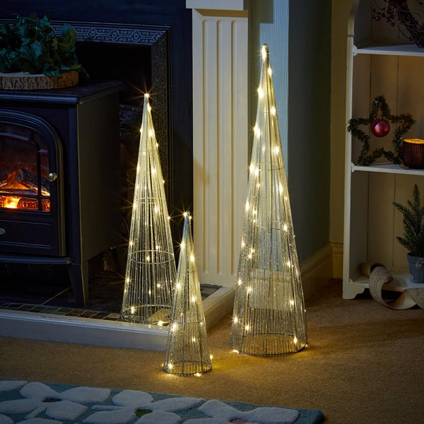 Silver Sparkly TreeBelisk - Set of 3