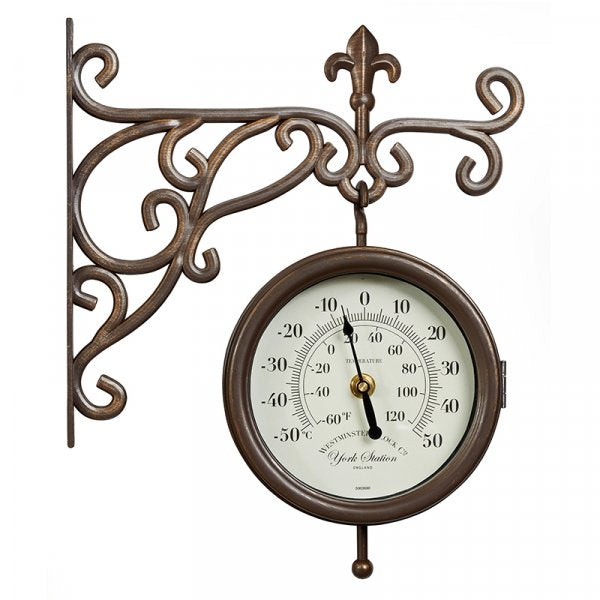 Outside In Designs York Station Wall Clock & Thermometer 5.5in