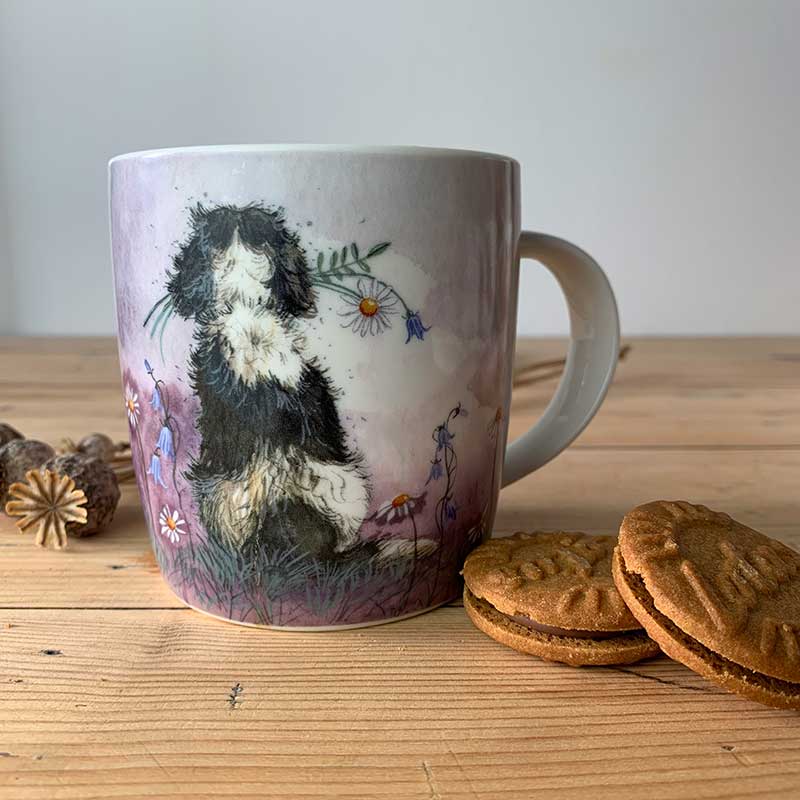 Alex Clark Spaniel and Flowers Mug