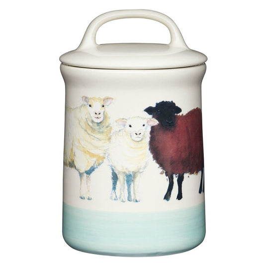 Apple Farm Stoneware Coffee Canister Sheep