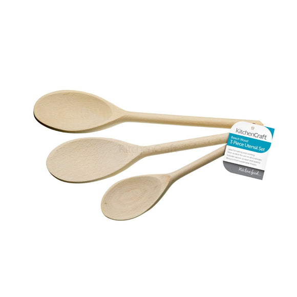 KitchenCraft Beech Wood Spoons Set of 3