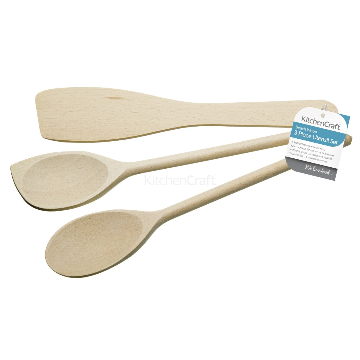 KitchenCraft Beech Wood Utensils Set of 3