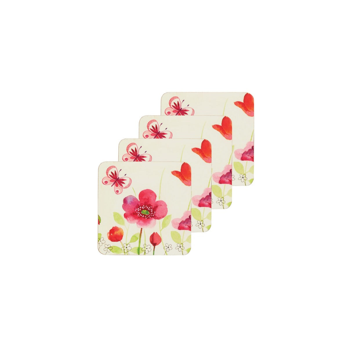 KitchenCraft Poppy Field Cork Coasters x4