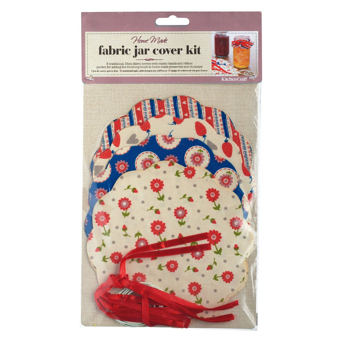 Home Made Heart Patterned Fabric Jam Cover x8