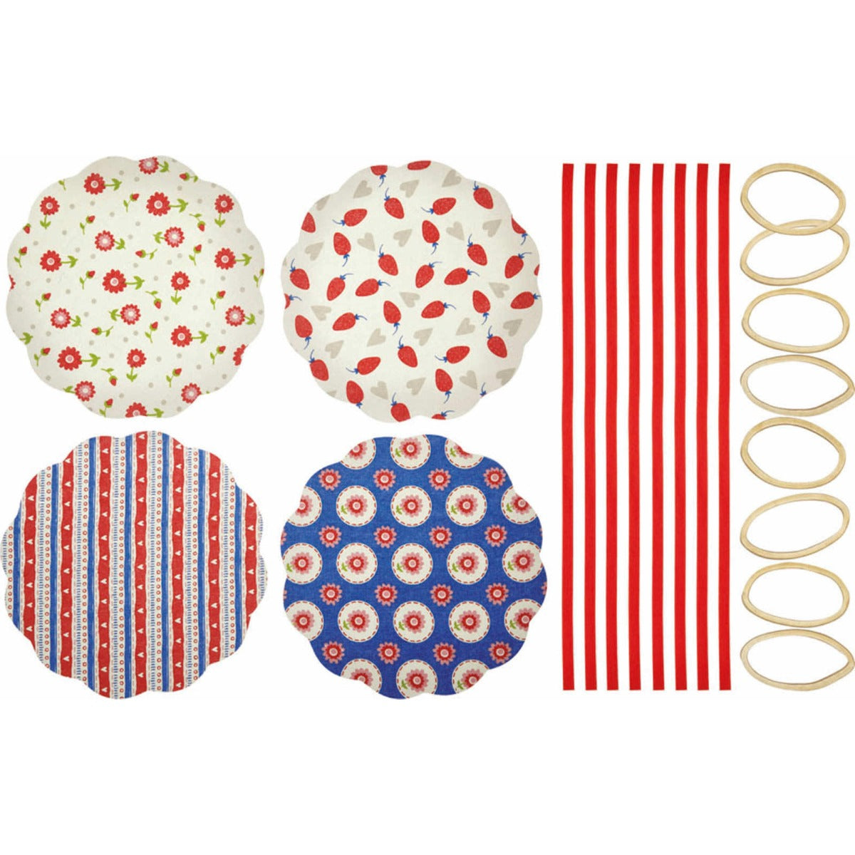 Home Made Heart Patterned Fabric Jam Cover Kits x8 KitchenCraft Sam Turner & Sons