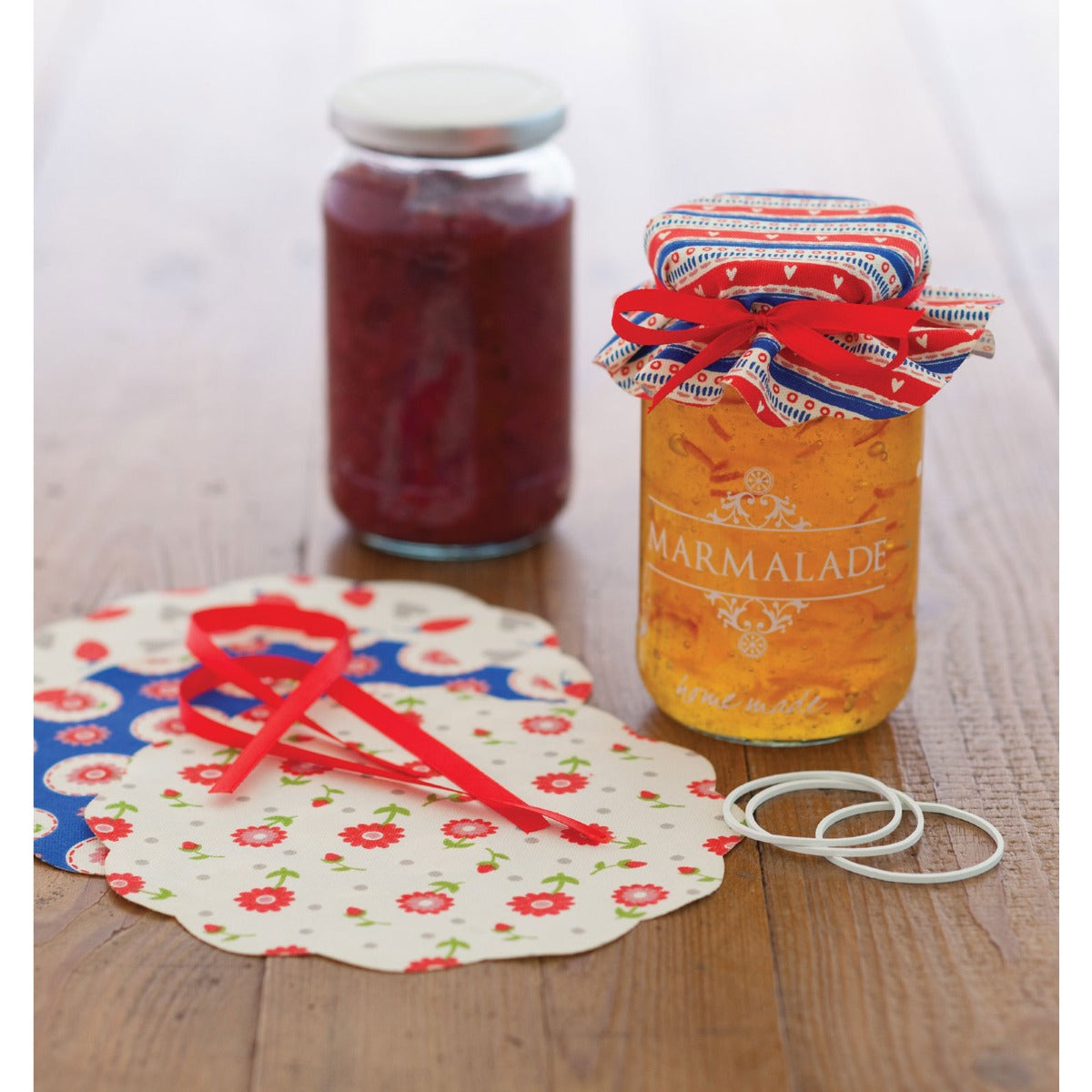 Home Made Heart Patterned Fabric Jam Cover x8