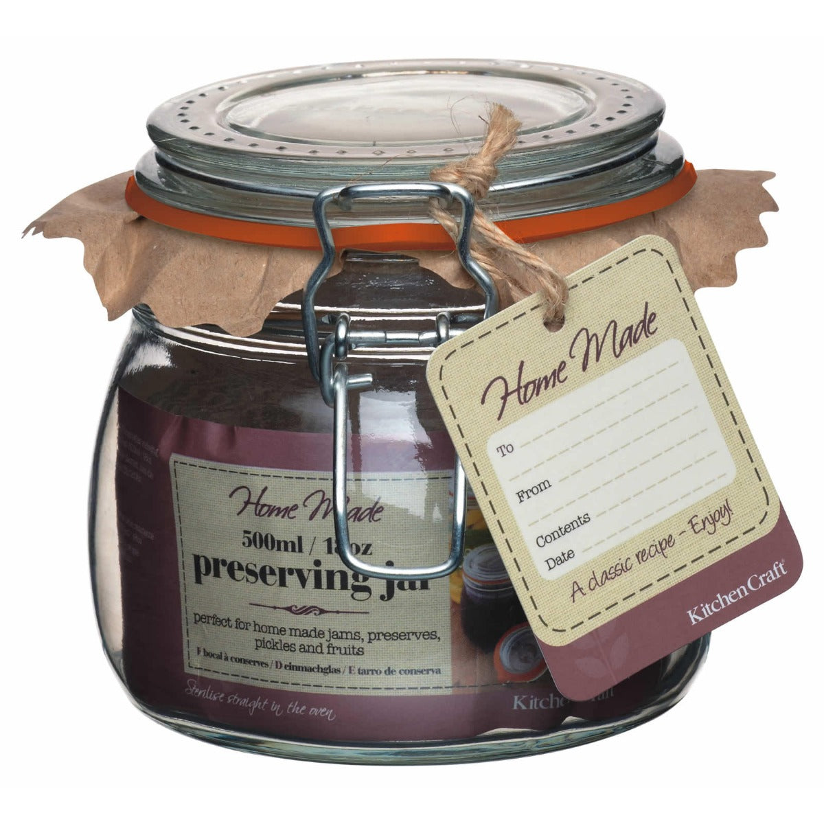 Home Made Glass Preserving Jar 500ml