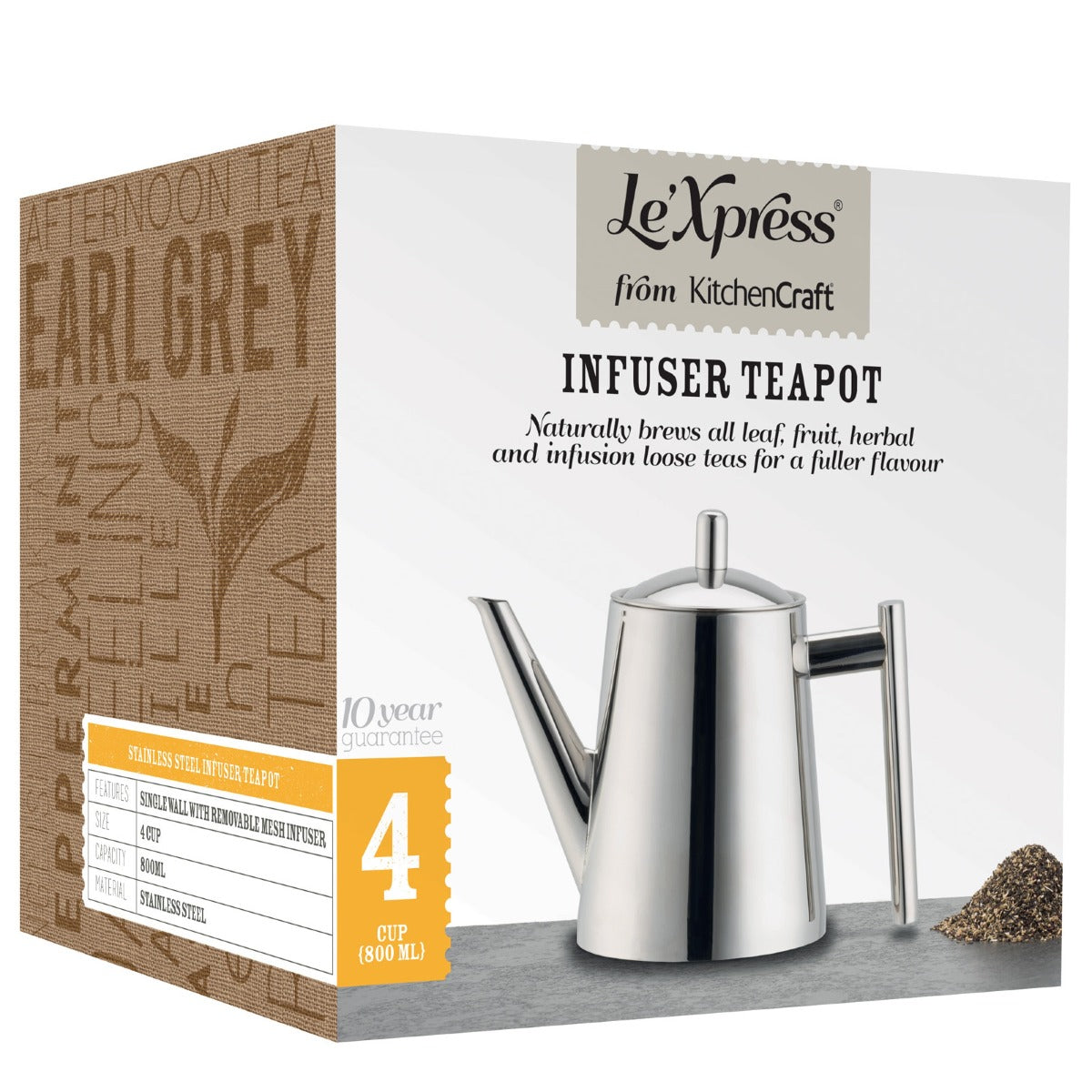 Le'Xpress Stainless Steel Infuser Teapot 800ml