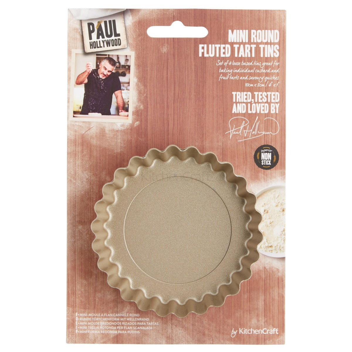 Paul Hollywood Non-Stick Round Fluted FlanTins x4