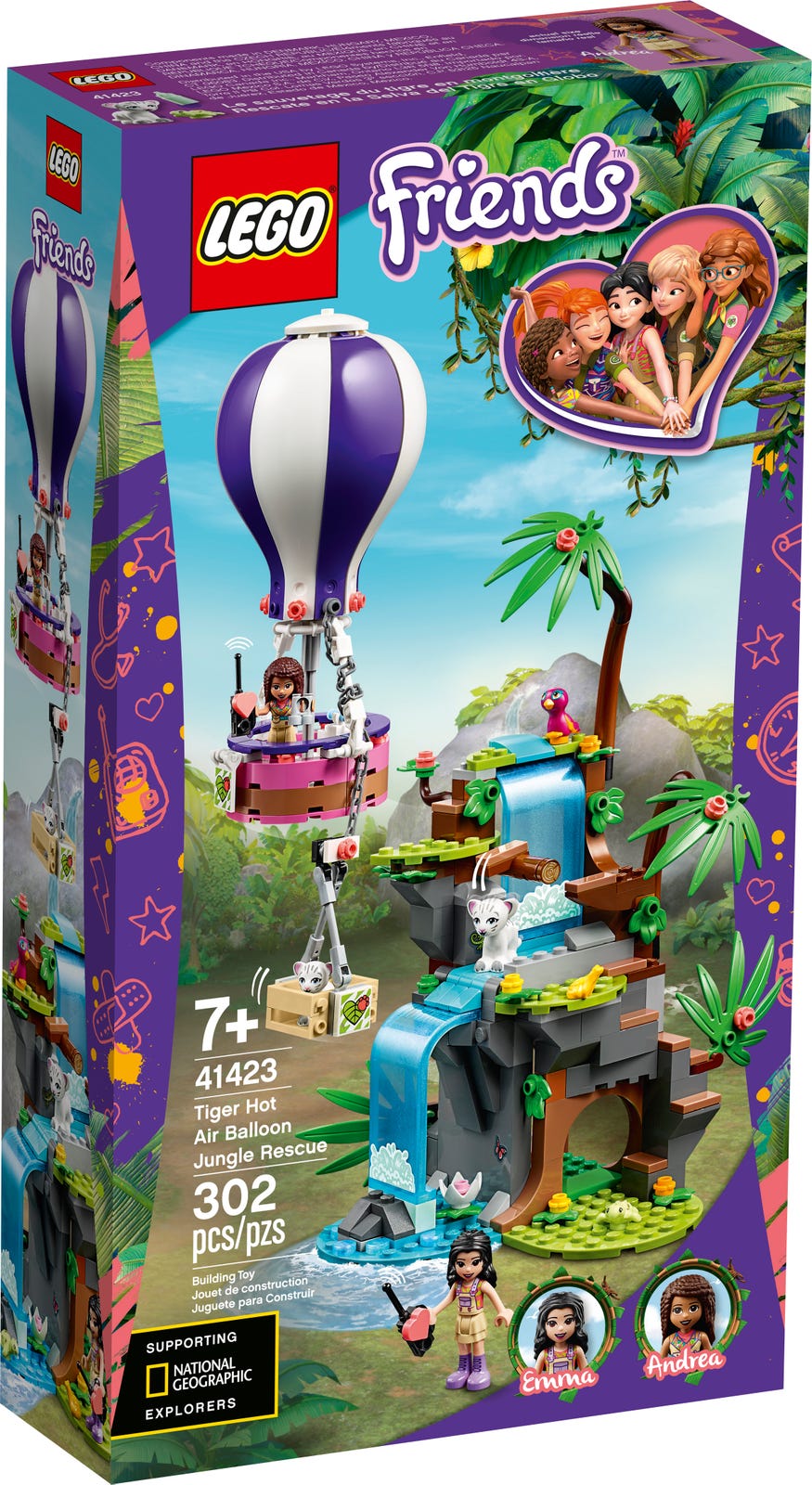 LEGO Friends Tiger Hot Air Balloon Jungle Rescue 41423