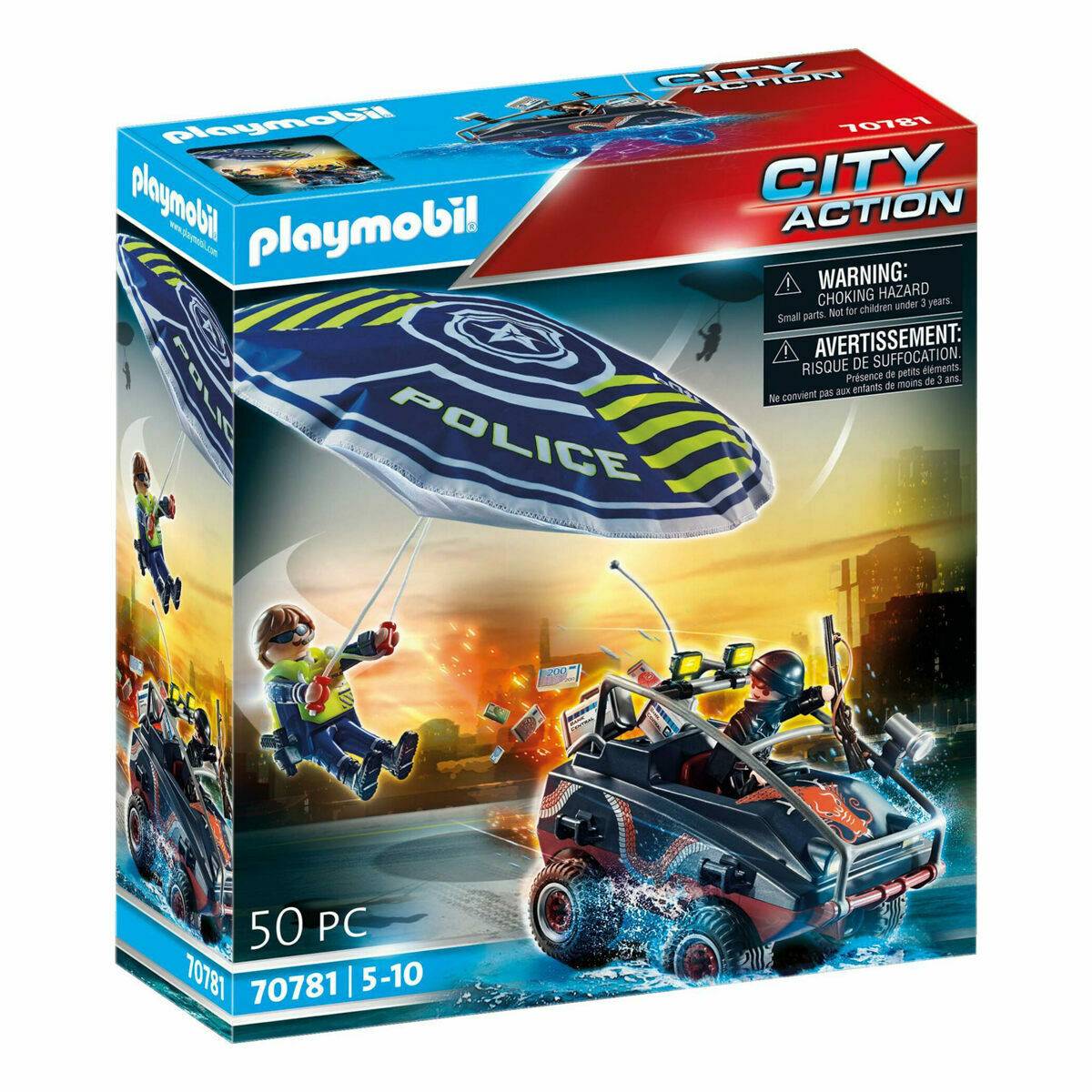 Playmobil City Action Police Parachute with Amphibious Vehicle 70781