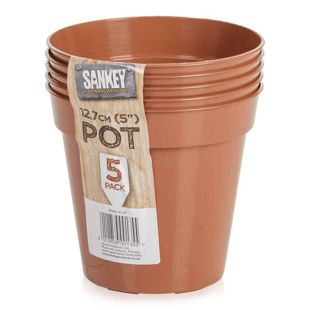 Sankey Flower Pots 5Pack Terracotta 12.7cm Sam Turner & Sons