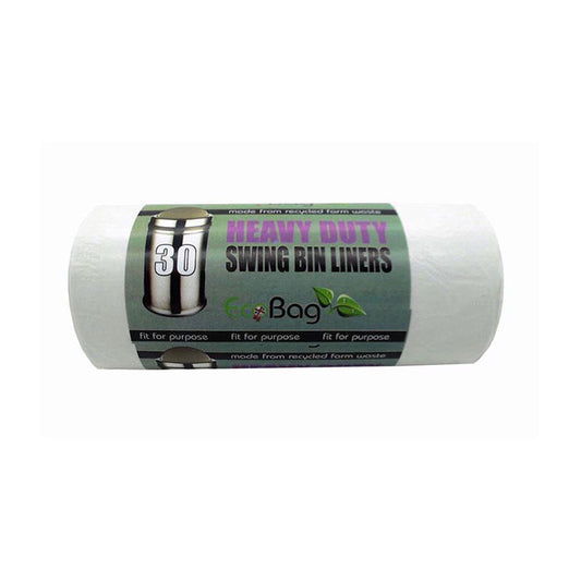 Ecobag 30 Heavy Duty Swing Bin Liners White 55L