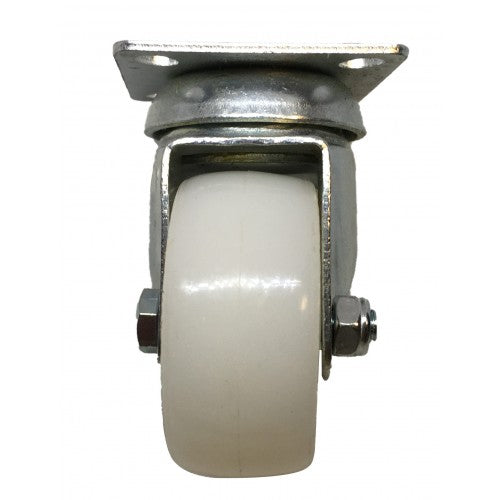 50mm Swivel Castor with Plate White Polypropylene Wheel Plain Bore 50kg