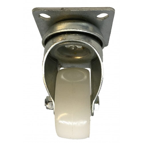 50mm Swivel Castor with Plate White Polypropylene Wheel Plain Bore 50kg