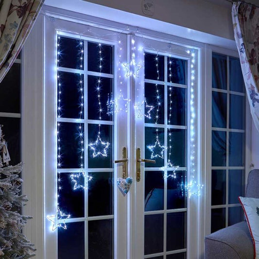 Three Kings Star Cool White Curtain String Lights