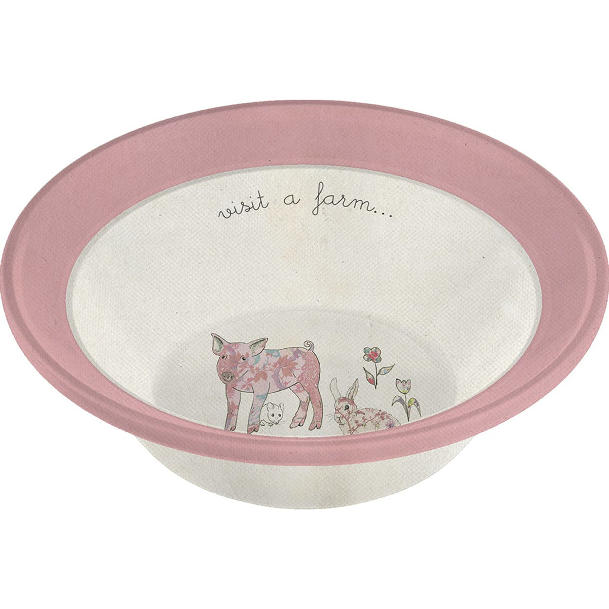 Creative Tops Visit A Farm Pig 5 Piece Kids Pressed Bamboo Dinner Set