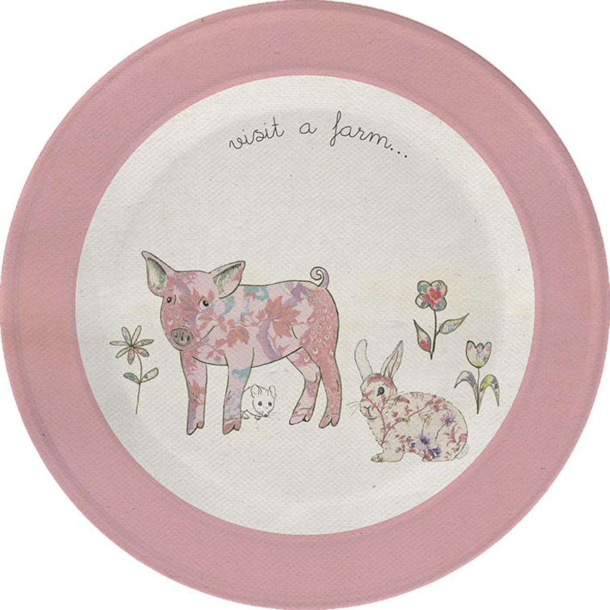 Creative Tops Visit A Farm Pig 5 Piece Kids Pressed Bamboo Dinner Set