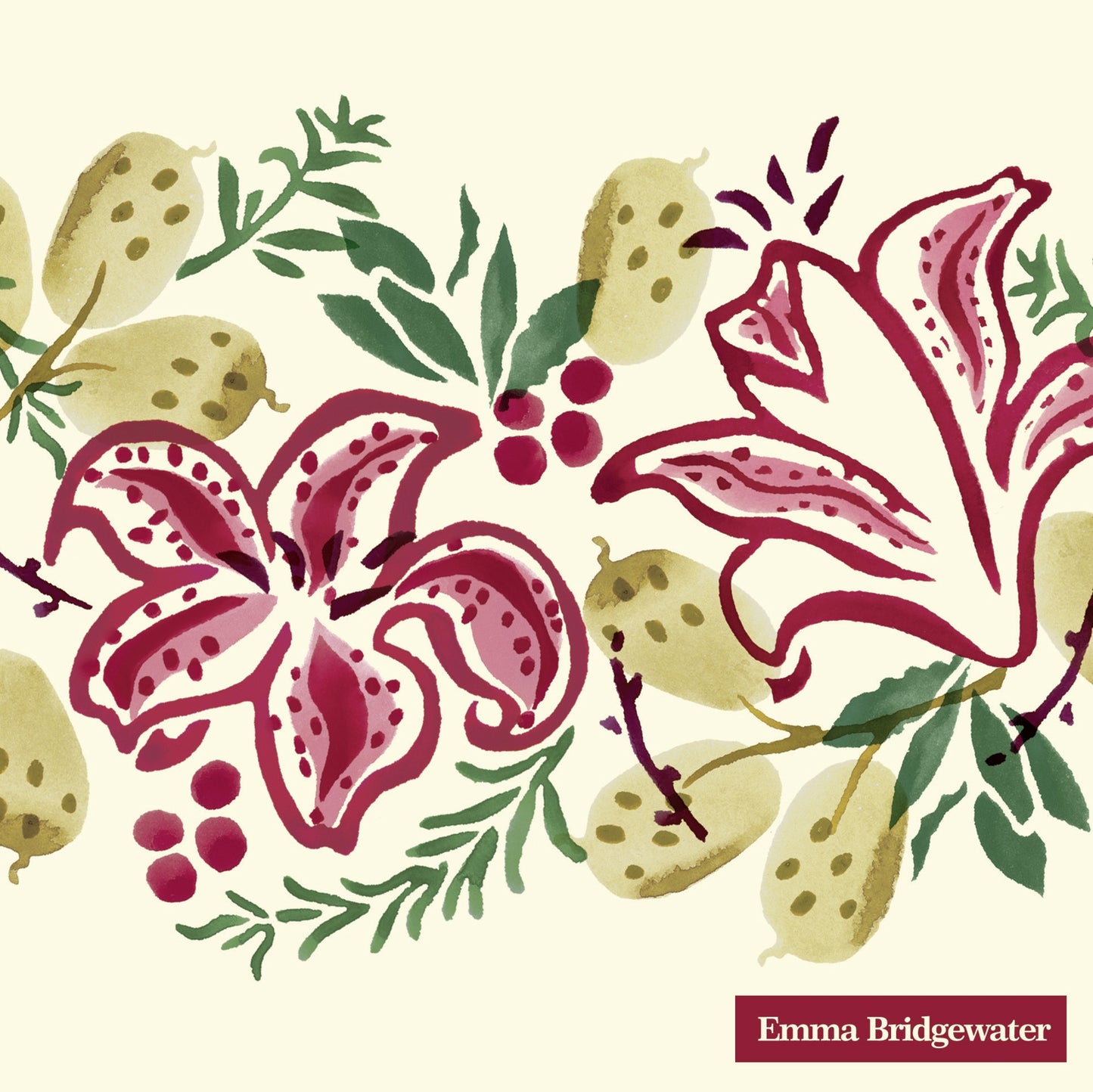 Emma Bridgewater Red Stargazer Lily Lunch Napkins