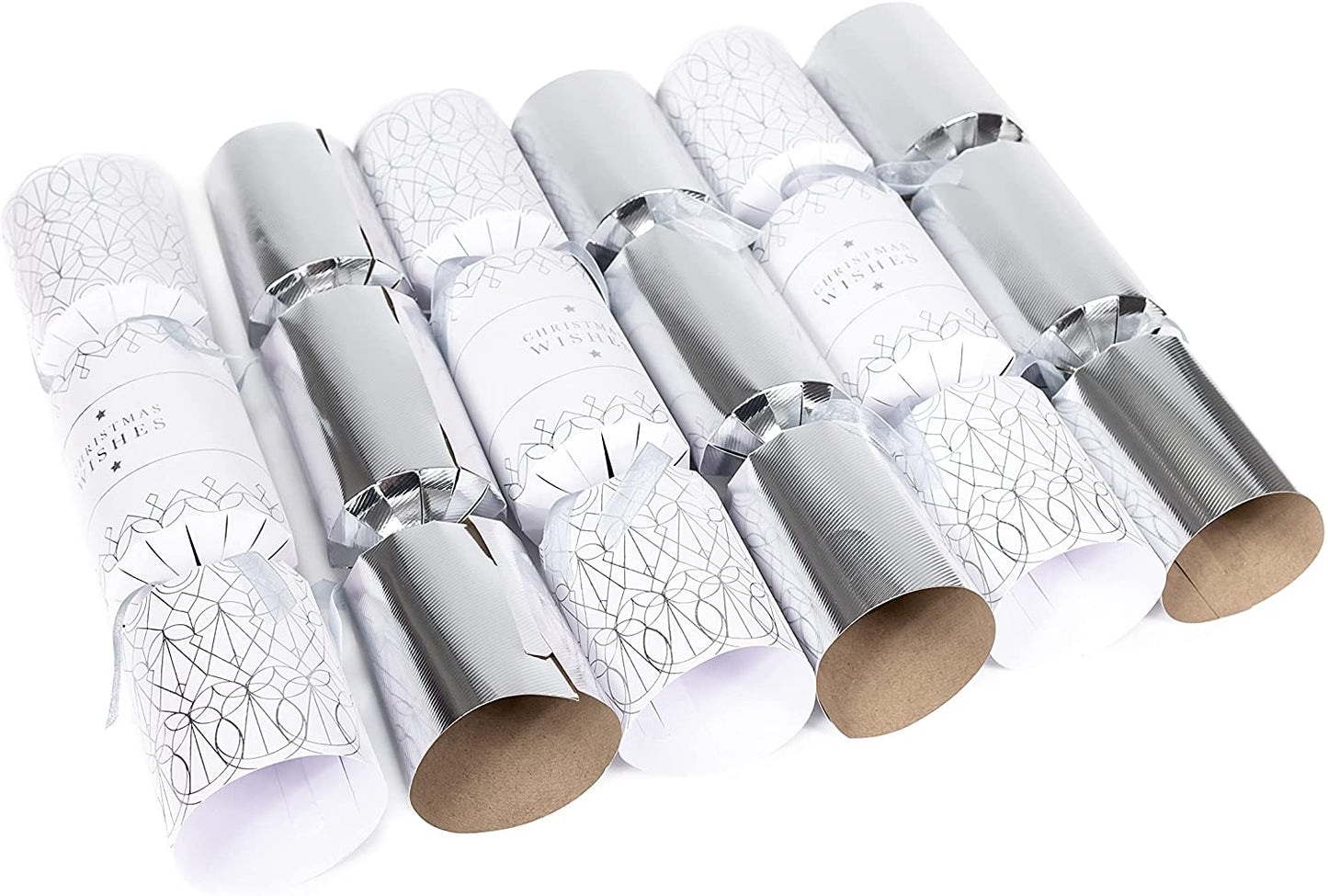 Tom Smith Christmas Crackers Silver & White 6 Pack
