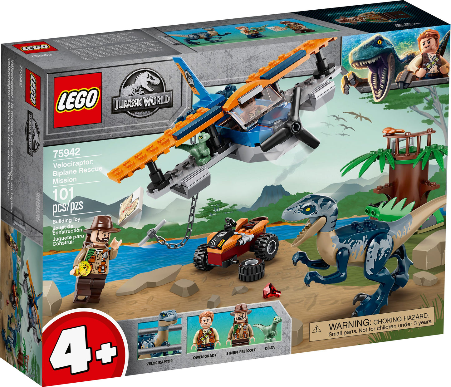 Lego Jurassic World Velociraptor Biplane Rescue Mission 75942