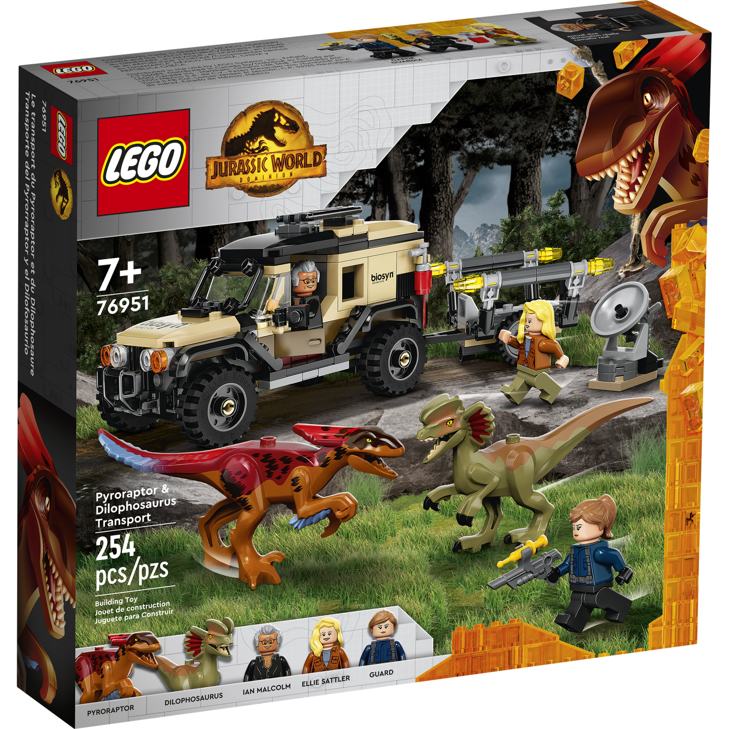 Lego Jurassic World Dominion Pyroraptor & Dilophosaurus Transport