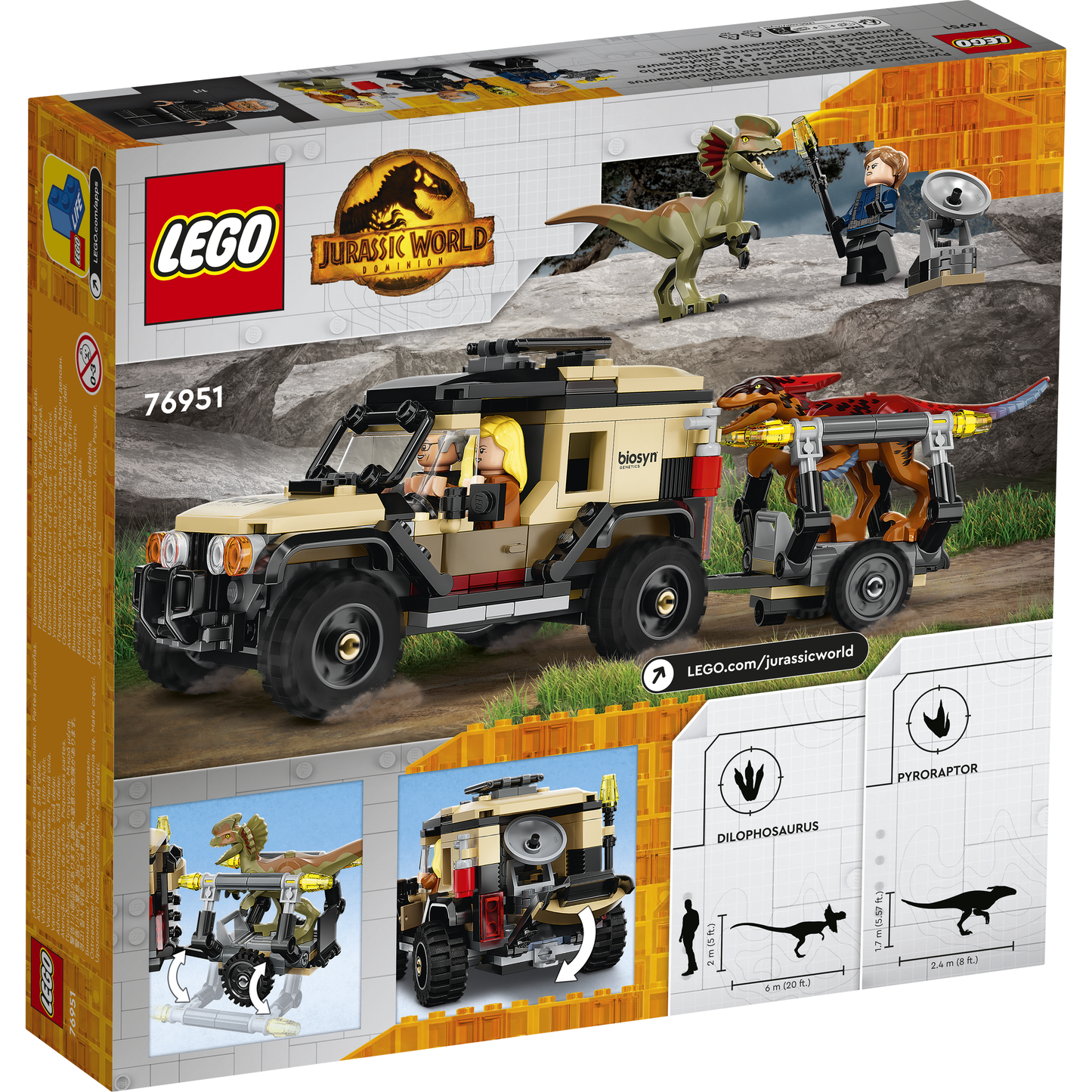 Lego Jurassic World Dominion Pyroraptor & Dilophosaurus Transport