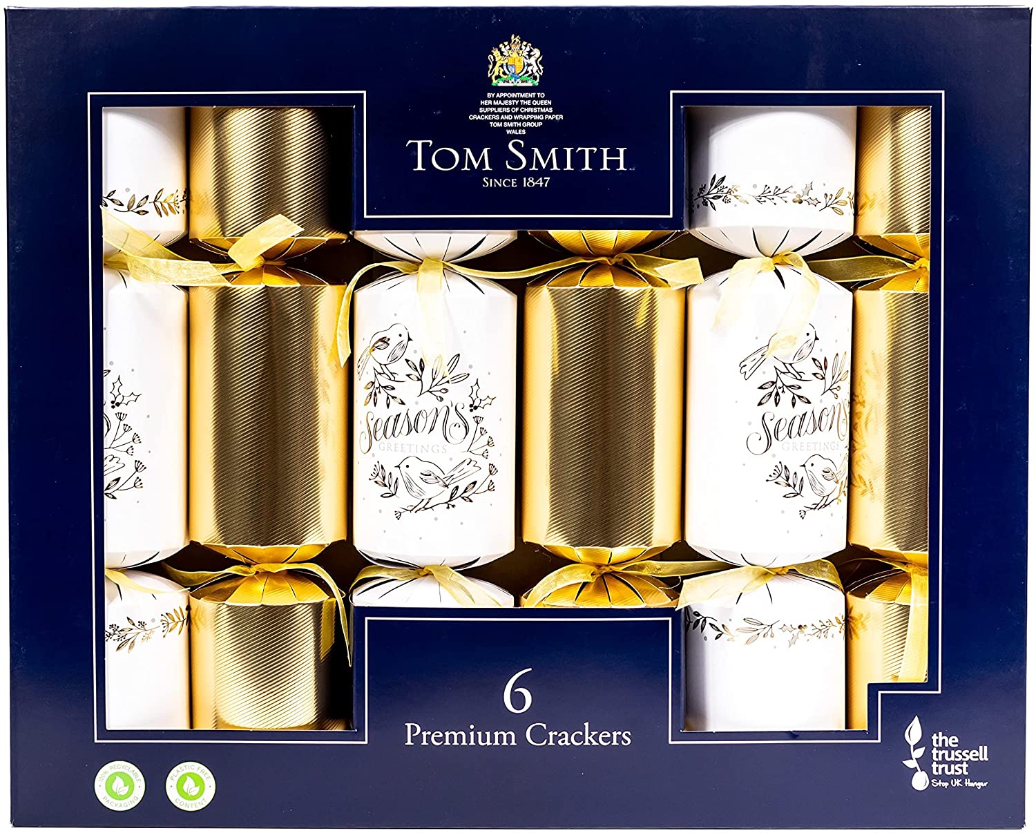 Tom Smith Christmas Crackers Gold & White 6 Pack