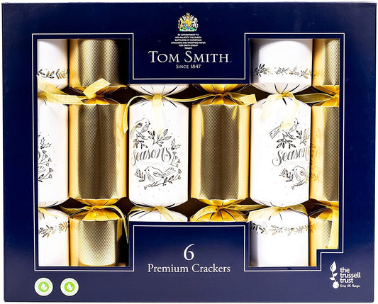 Tom Smith Christmas Crackers Gold & White 6 Pack
