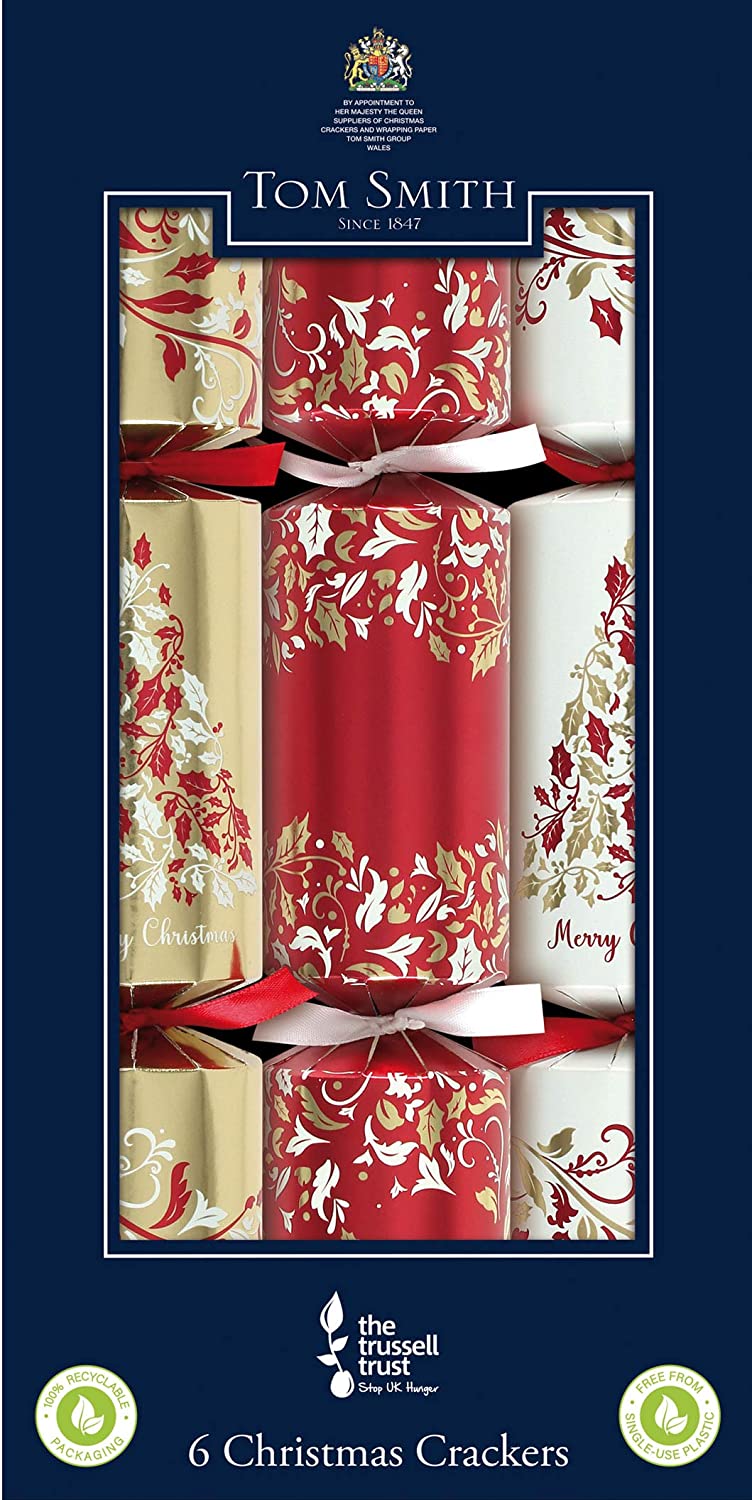 Tom Smith Christmas Crackers Red & Gold 6 Pack